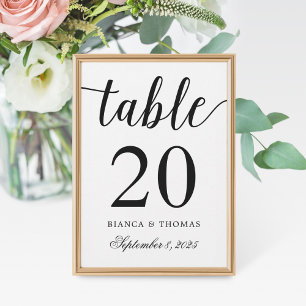 Elegante Calligraphy Wedding Tischnummer
