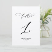 Elegante Calligraphy Wedding Tischnummer 1 (Stehend Vorderseite)