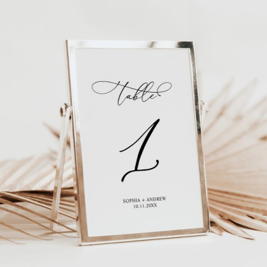 Elegante Calligraphy Wedding Tischnummer 1
