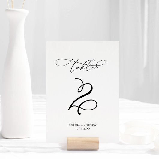 Elegante Calligraphy Wedding Tischnummer 2
