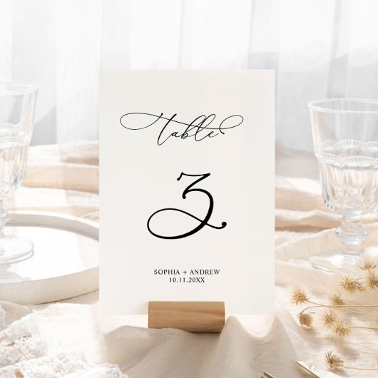 Elegante Calligraphy Wedding Tischnummer 3