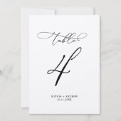 Elegante Calligraphy Wedding Tischnummer 4 (Vorderseite)
