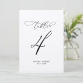 Elegante Calligraphy Wedding Tischnummer 4 (Stehend Vorderseite)