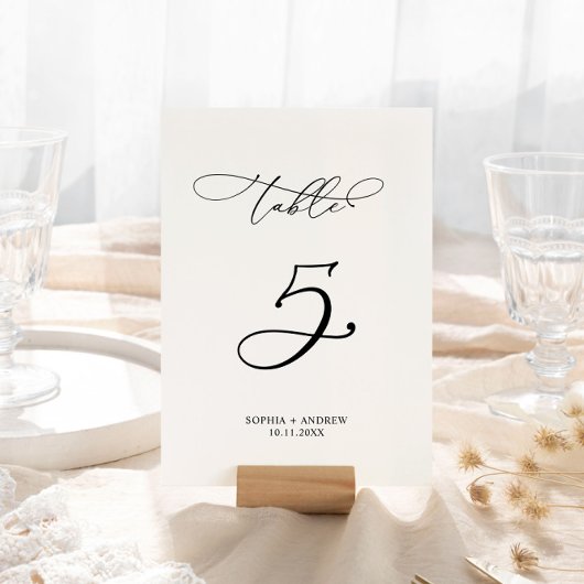 Elegante Calligraphy Wedding Tischnummer 5
