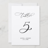 Elegante Calligraphy Wedding Tischnummer 5 (Vorderseite)