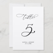 Elegante Calligraphy Wedding Tischnummer 5 (Rückseite)