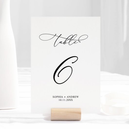 Elegante Calligraphy Wedding Tischnummer 6