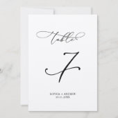 Elegante Calligraphy Wedding Tischnummer 7 (Vorderseite)