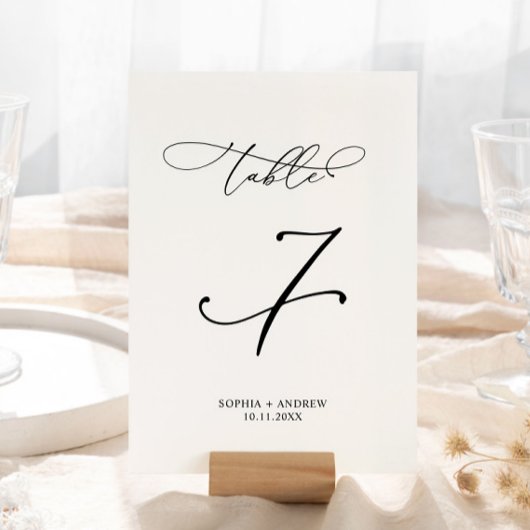 Elegante Calligraphy Wedding Tischnummer 7