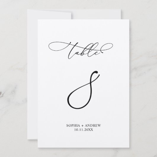 Elegante Calligraphy Wedding Tischnummer 8 (Vorderseite)