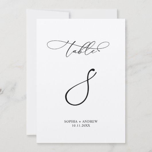 Elegante Calligraphy Wedding Tischnummer 8 (Rückseite)