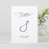 Elegante Calligraphy Wedding Tischnummer 8 (Stehend Vorderseite)