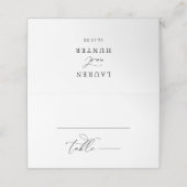 Elegante Calligraphy Wedding Tischnummer Platzkarte (Außenseite Aufgefaltet)