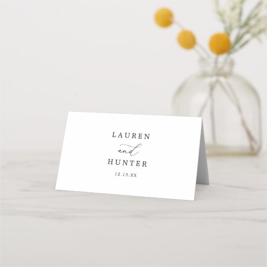 Elegante Calligraphy Wedding Tischnummer Platzkarte (Rückseite)