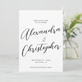 Elegante Calligraphy Wedding Verlobung Save The Date (Stehend Vorderseite)