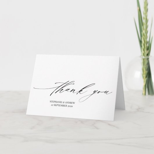 Elegante Calligraphy Wedding Verlobung Vielen Dank Karte (Vorderseite)