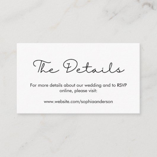 Elegante Calligraphy Wedding Website Enclosure Car Begleitkarte (Vorderseite)