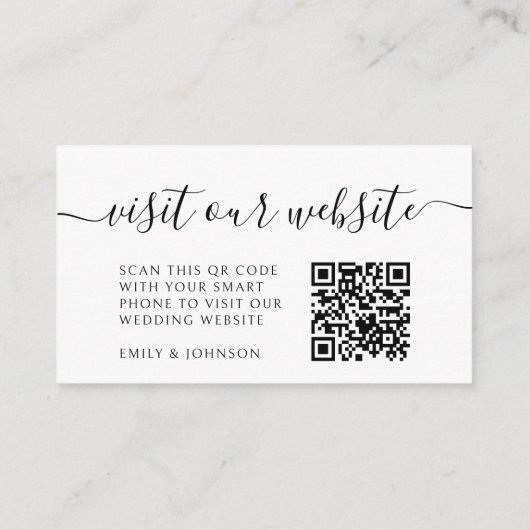 Elegante Calligraphy Wedding Website UAWG QR Code Begleitkarte (Rückseite)
