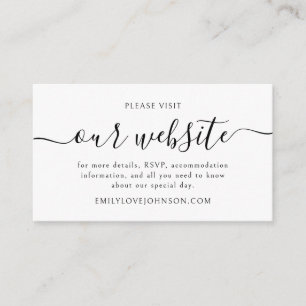 Elegante Calligraphy Wedding Website UAWG QR Code Begleitkarte