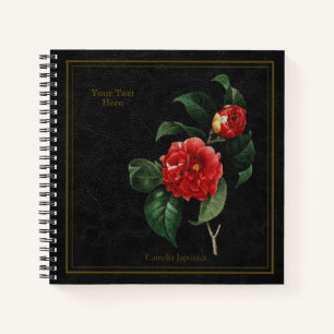 Elegante Camellia Japonica Schwarzes Notizbuch