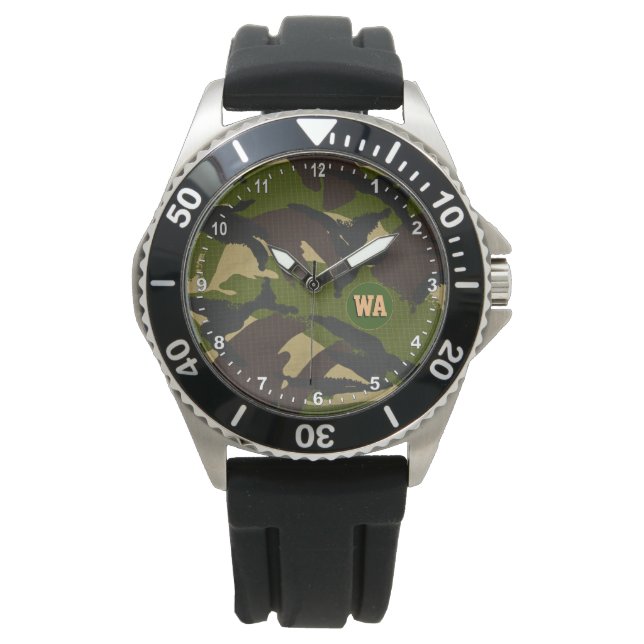 Elegante Camouflage Watch, Jäger mit Monogramm, Ar Armbanduhr (Vorderseite)