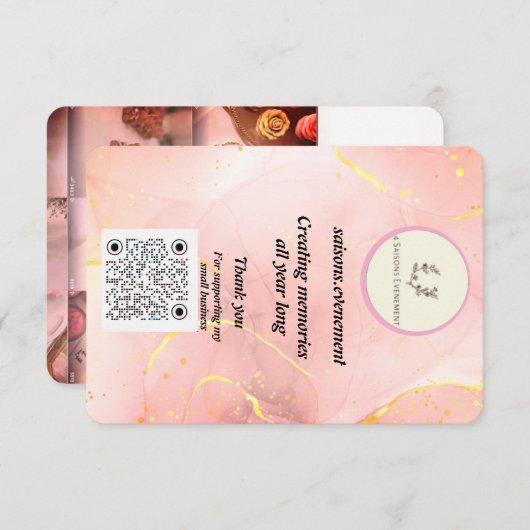 Elegante Candle Business Card | 4 Saisons.Abend Einladung (Vorne/Hinten)