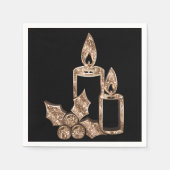 Elegante Candle Holly Imitate Gold Diamanten Weihn Serviette (Vorderseite)