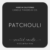 Elegante Candle-Verpackung Minimalistische Schwarz Quadratischer Aufkleber (Vorderseite)