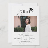 Elegante Cap Foto Gaduation Einladung (Vorderseite)