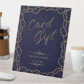 Elegante Card & Gift Navy Blue Gold Blume Hochzeit Sockelschild (In Situ)