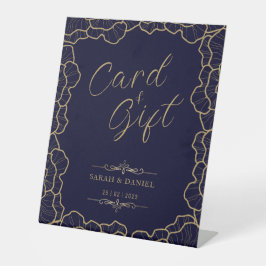 Elegante Card & Gift Navy Blue Gold Blume Hochzeit Sockelschild