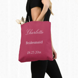 Elegante Carmine Magenta Bridesmaid Tote Bag Tasche
