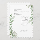 Elegante Cascading Greenerity Wedding Scalloped Einladung (Vorne/Hinten)