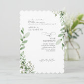 Elegante Cascading Greenerity Wedding Scalloped Einladung (Stehend Vorderseite)
