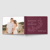 Elegante Cascading Merlot Blätter Foto Wedding Gästebuch (Voll)