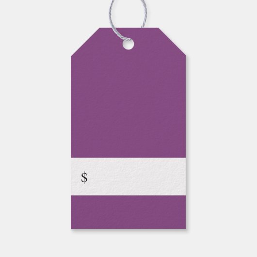 Elegante Cassis Lila Wasserfarben - Blumenpreise Geschenkanhänger (Rückseite)