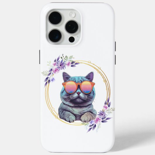Elegante Cat Phone Cover mit floralen Akzenten (Rückseite)