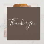 Elegante Cedar Brown Foto Wedding Dankeschön Karte (Vorne/Hinten)