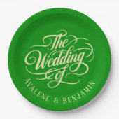 Elegante Celery and Forest Green Wedding Pappteller (Vorderseite)