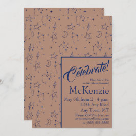 Elegante Celestial Constellations Babydusche Einladung