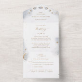 Elegante Celestial Gold Moon and Stars Wedding All In One Einladung (Innen Boden)