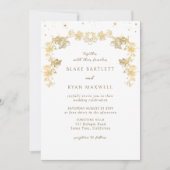 Elegante Celestial White, Gold Bezaubernde Hochzei Einladung (Vorderseite)