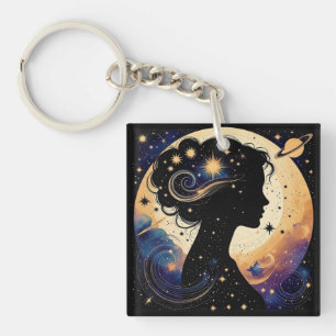 Elegante Celestial Woman Silhouette Schlüsselanhänger