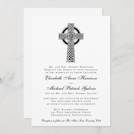 Elegante Celtic Cross Wedding Einladung (Vorne/Hinten)