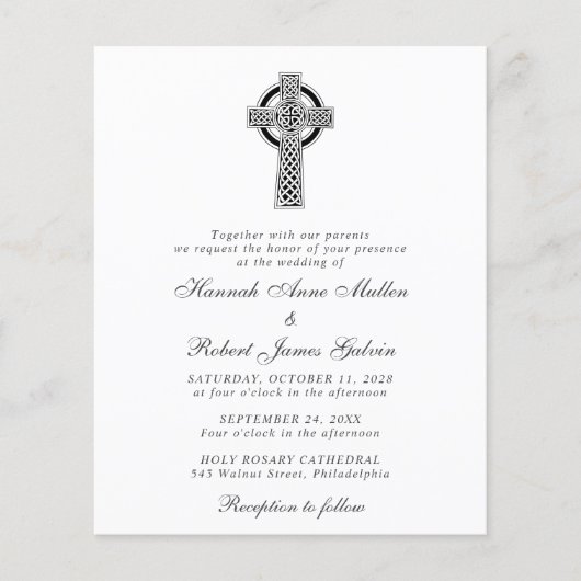 Elegante Celtic Cross Wedding Einladung (Vorderseite)