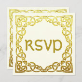 Elegante Celtic Wedding Imitate Gold Celtic Knot U Einladung (Vorne/Hinten)