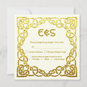 Elegante Celtic Wedding Imitate Gold Celtic Knot U Einladung (Rückseite)