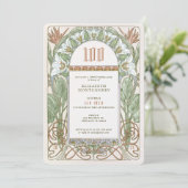 Elegante Centennial Celebration Art Nouveau Mucha Einladung (Stehend Vorderseite)
