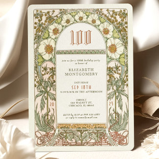 Elegante Centennial Celebration Art Nouveau Mucha Einladung
