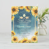 Elegante Chalice Sunflowers Einladung (Stehend Vorderseite)